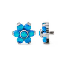 ilum 14g-12g Internally Threaded Titanium Opal Flower Top with Opal Center - Choose Jewel Color - Price Per 1
