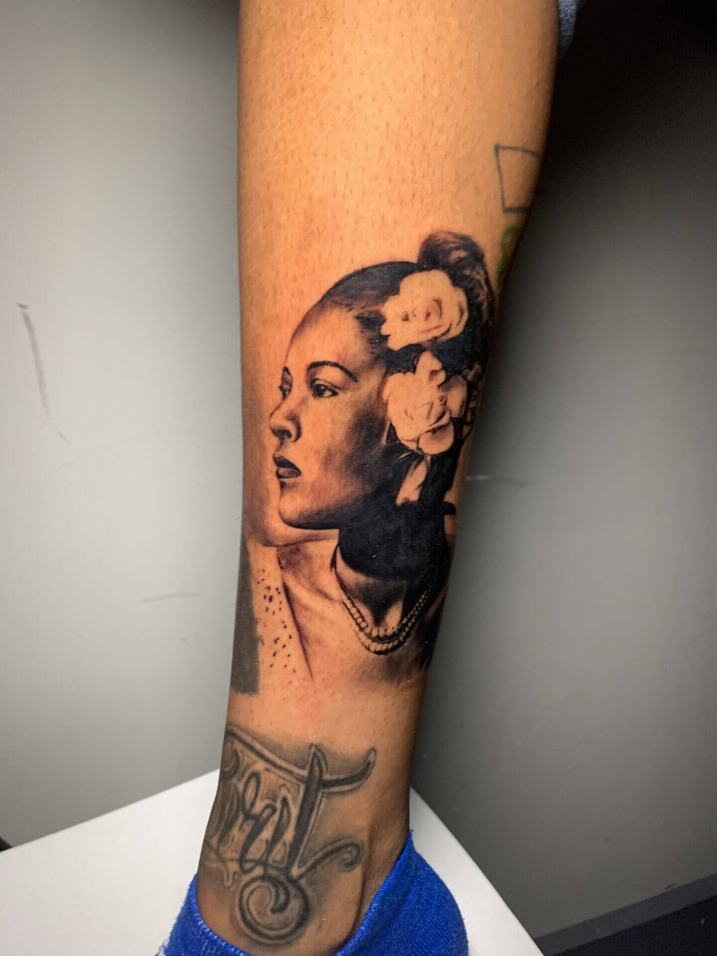 Portrait tattoo by J.R. Outlaw at Iron Palm Tattoos & Body Piercing In Atlanta, GA. Call 404-973-7828 or stop by for a free consultation. Iron Palm is in the castleberry district near Mercedes Benz stadium & Magic City.