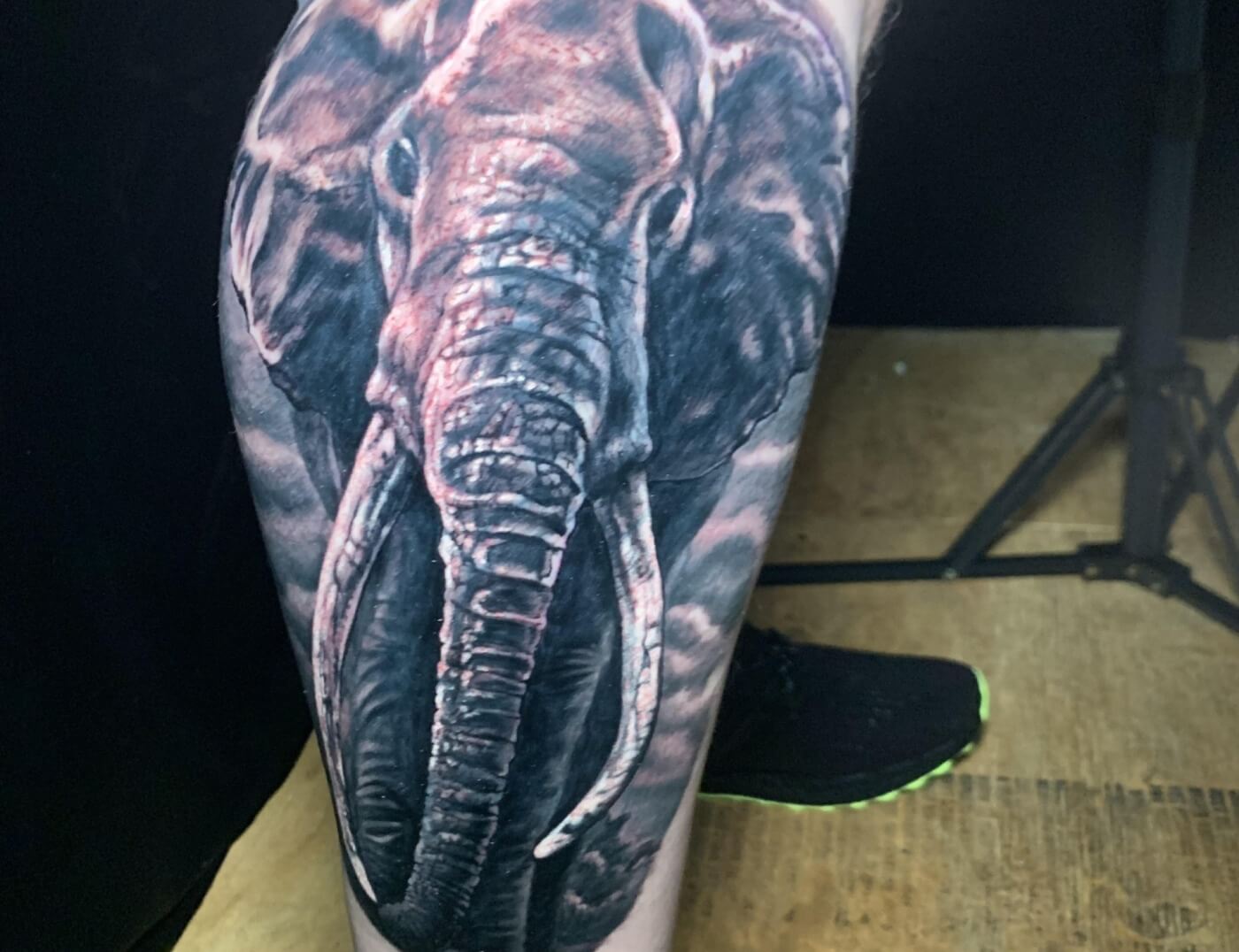 Elephant portrait tattoo by J.R. Outlaw of Iron Palm Tattoos & Body Piercing In Atlanta.