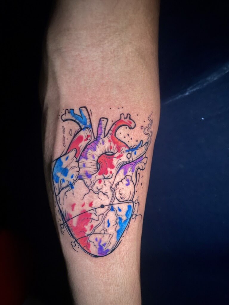 Fine line human heart tattoo with a touch of water colors by @lyric_theartist at Iron Palm in downtown Atlanta. What do you think? Let us know in the comments. We're open late night until 2AM in ATL's Castleberry Hill district not far from the greyhound bus station and the infamous Magic City. Call 404-973-7828 or stop by for a free consultation. Walk-Ins are welcome. #hearttattoo #art #atlink #atlantatattoo #atlantaink #tattoolife #ironpalmtattoos #tattoostudio #atlantatatt #blackowned #colortattoo #atlantatattooshop #tattooideas #tattoo #finelinetattoo #georgiatattoo #inkedlife #atlantatattooartist #atlien #tattooartist #atlantaart #downtownatlanta #tattoodesign #atlantaartist #watercolortattoo #georgiatattooartist #coloraplashtattoo
