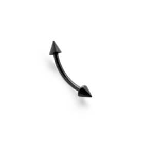 16g Externally Threaded PVD Black Titanium Bent Barbell w/ Cones — Price Per 1