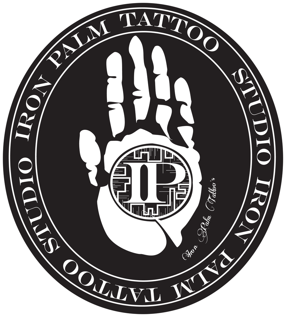 Iron Palm Tattoos Transparent logo. - Black. High Resolution.