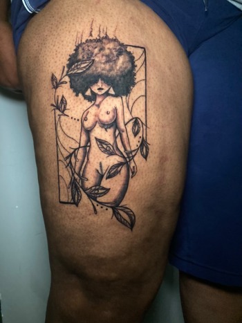 Afro Punk Tattoo by Funk Tha World At Iron Palm Tattoos & Body Piercing. Call 404-973-7828 or stop by for a free consultation. Walk Ins are welcome.
