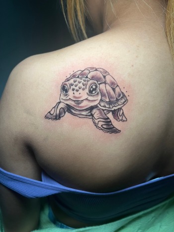 Small Turtle Animal Tattoo By Funk Tha World at Iron Palm Tattoos & Body Piercing In Atlanta Georgia