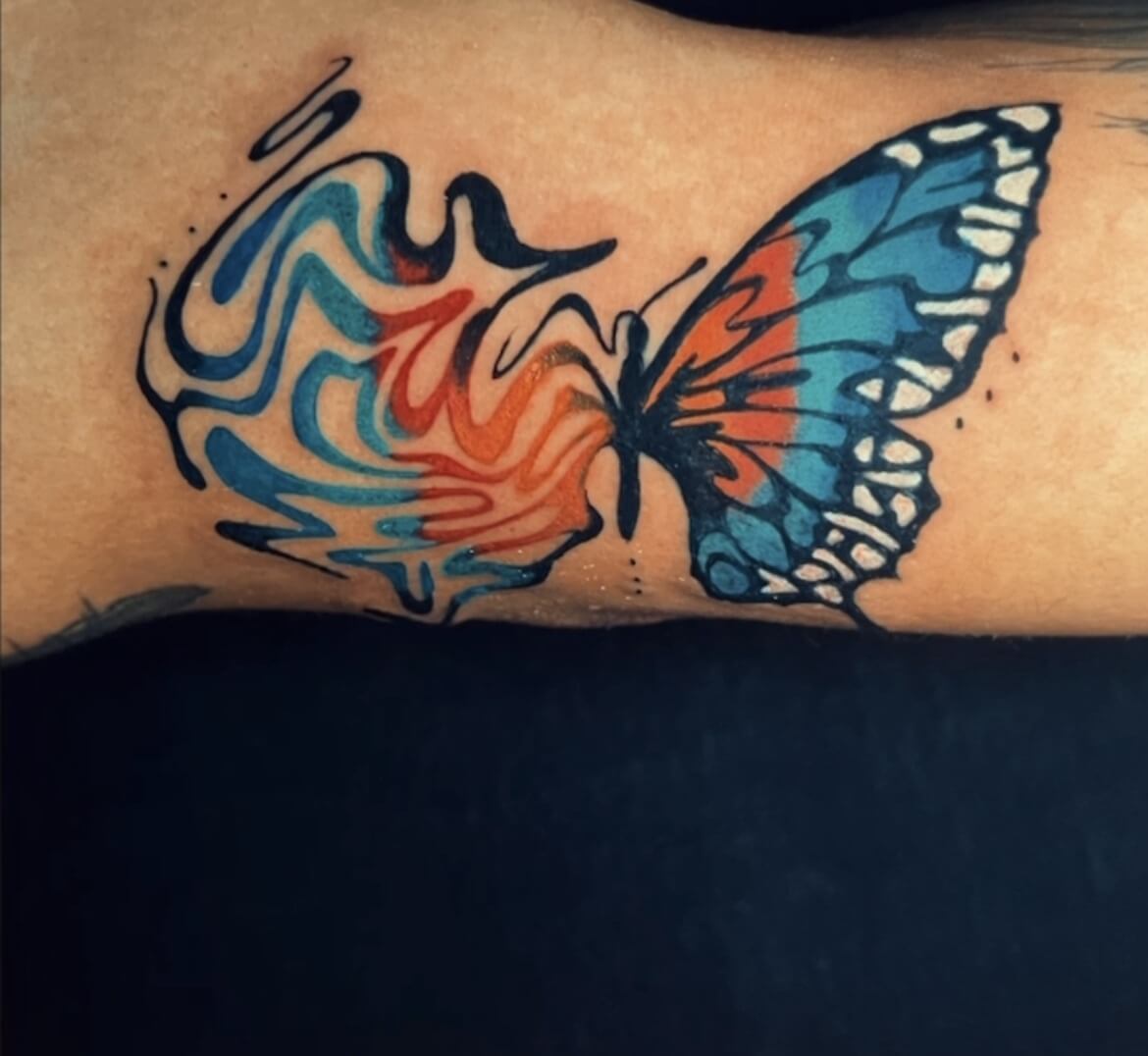 Fine Line butterfly tattoo  Butterfly tattoo Tattoos Grey tattoo