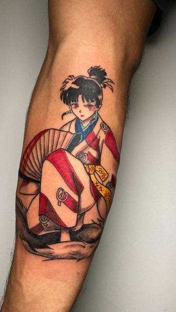 Kagura Mai from the Mai-X-Project Anime Series Tattoo By Funk Tha World At Iron Palm Tattoos in Atlanta, GA. We're open late night until 2AM most nights. Call 404-973-7828 or stop by for a free consultation with Funk. Walk ins are welcome.