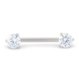 Tilum 14g ~9/16” Prong-Set Jewel Threadless Titanium Nipple Barbell — Price Per 1