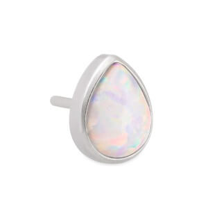 Tilum Beveled Teardrop Opal Titanium Threadless Top - Price Per 1