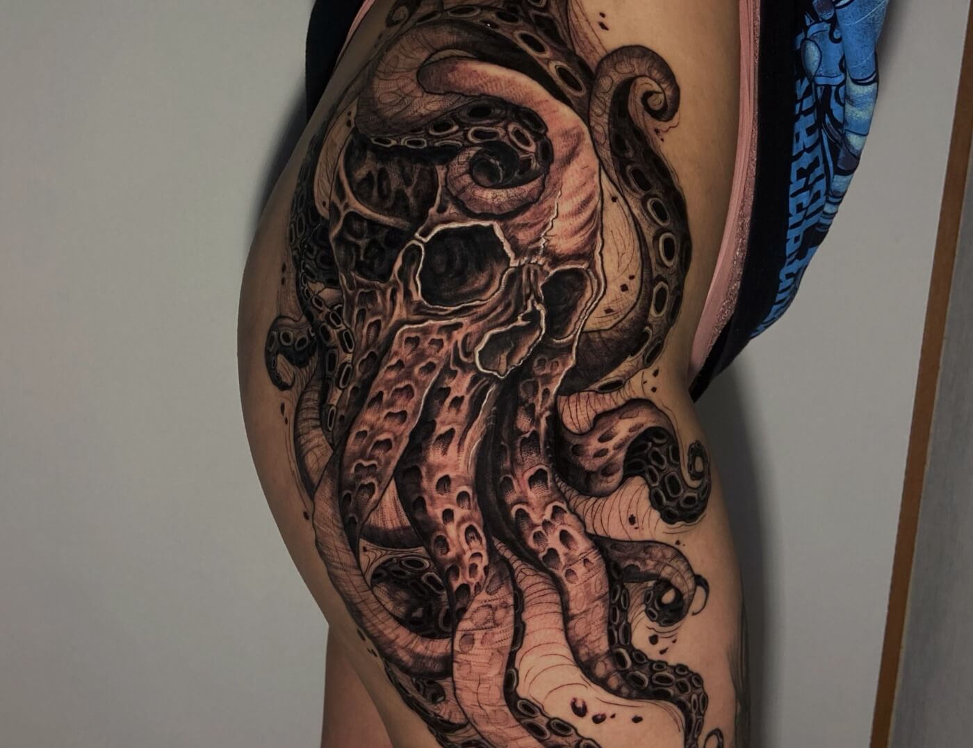 Octopus Black & Grey photo realism tattoo By Rene Cristobal A Guest Artist At Iron Palm Tattoos. Rene is a Chilean tattoo artist whom specializes in Black Work, Chicano, and Black & Grey tattoo styles. Rene is available for booking Sept 11th - 18th, 2023 at Iron Palm. We're open late night until 2AM. Call 404-973-7828 or stop by for a free consultation.