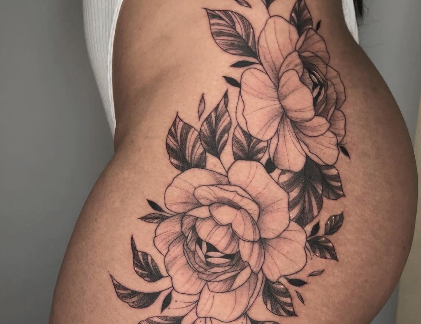 Rose Flower Tattoo By International resident Artist Rene Cristobal. Rene is Chilean artist from Vision Tattoo Studio in Concepcion, Chile. This artwork took 7 hours to complete. Done for his client Luyersii Coronado. Iron Palm is open late night until 2AM. Call 404-973-7828 or stop by for a free consultation.