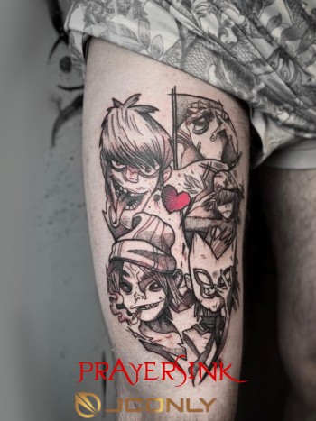 Gorillaz Manga Style Anime Tattoo by Timmy Hardy, a guest artist at Iron Palm Tattoos in Atlanta, Georgia. The Gorillaz is a popular band made up of virtual band members. Timmy comes to us from Iron & Ink Tattoo studio in Los Angeles, California. He's available for booking Sept 23rd - 27th, 2023. We're open until 2AM most nights. Call 404-973-7828 or stop by for a free consultation.