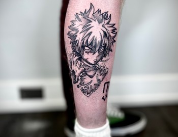 Killua Zoldyck Manga Style Anime Tattoo By Timmy Hardy, a guest artist at Iron Palm Tattoos in Atlanta, Georgia. Killua is a antagonist character in the 'Hunter x Hunter' anime series. Timmy Comes to us from Iron & Ink Tattoo Studio in Los Angeles. He is available for booking September 23rd - 27th, 2023. We're open late night until 2AM most nights. Call 404-973-7828 or stop by for a free consultation.