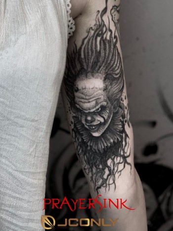 Pennywise, the ultimate horror villain. Known for choosing his victims before they are old enough to drive. We think people choose this iconic character from Stephen King's "IT" to show they have matured. The tattoo signifies nothing being left of the child. Timmy comes to us from Iron & Ink Tattoo Studio in Los Angeles, California. He is available for booking Sept 23rd - 27th. Call 404-973-7828 or stop by for a free consultation.