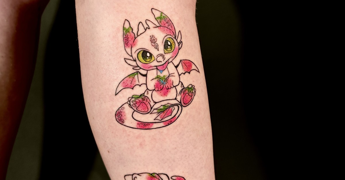 toothless baby dragon and puppy dog animal tattoo by morana 1200x628 cropped
