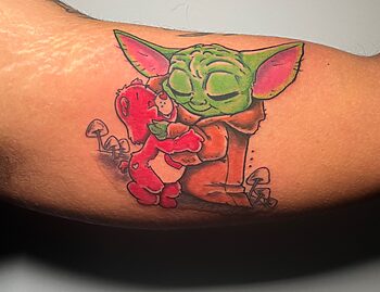 Baby Yoda & Care Bear Anime Tattoo By Funk Tha World At Iron Palm Tattoos