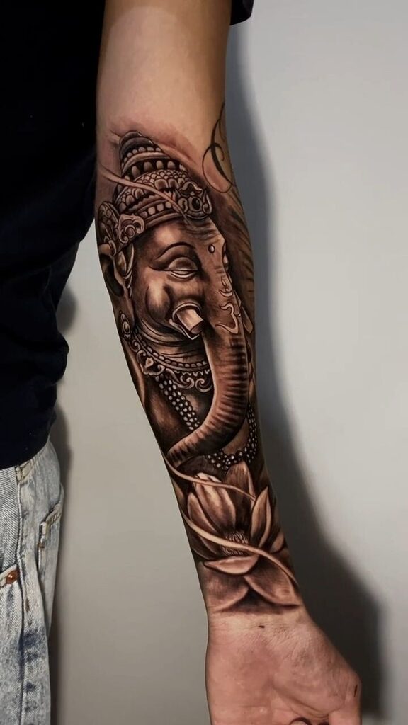 Ganesha Blackwork Tattoo By Rene Cristobal At Iron Palm Tattoos thumbnail