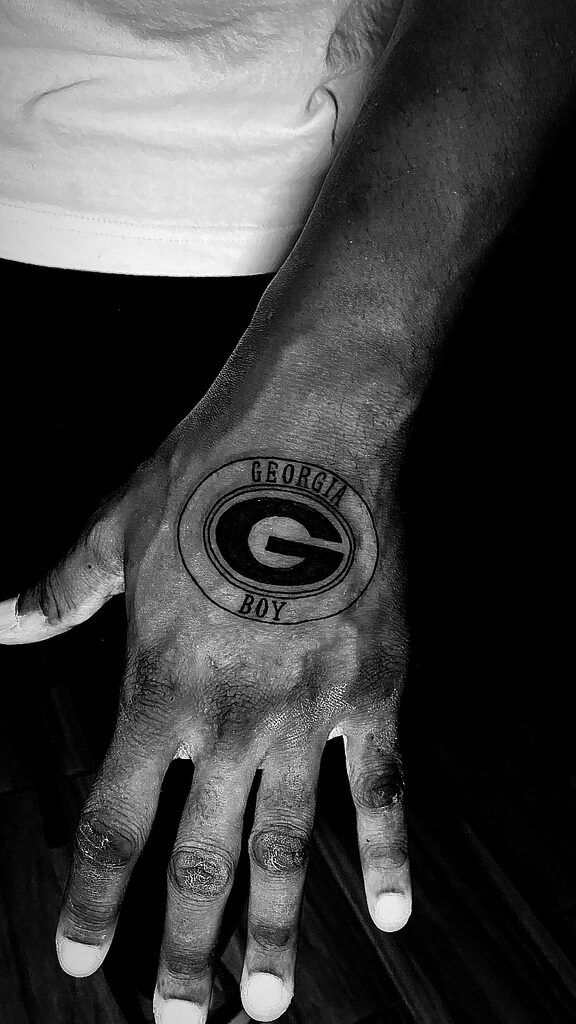 "Georgia Boy" Lettering,Tattoo by Rene Cristobal