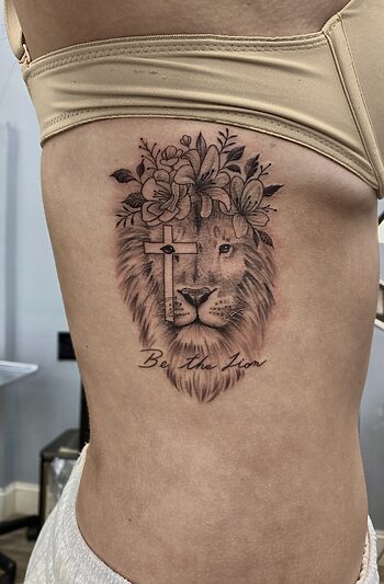Lion Fine Line Blackwork Realism Portrait Tattoo By Rene Cristobal at Vision Tattoo Studio in Concepcion, Chile. Rene is now a resident tattoo artist at Iron Palm. The lion symbolizes bravery, strength, and wisdom to most. In Caribbean cultures the lion symbolizes family. Iron Palm is Atlanta's best rated & reviewed tattoo shop. Call 404-973-7828 or stop by for a free consultation.