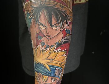 Straw Hat Luffy Anime Tattoo By Lyric TheArtist. Monkey D. Luffy is an anime character that founded the "Straw Hat Pirates". In the animation series he journey's in search of a treasure that will eventually make him the 'King of Pirates'. Iron Palm is Atlanta's only late night tattoo shop. We're open until 2AM most nights. Call 404-973-7828 or stop by for a free consultation. Walk ins are welcome.