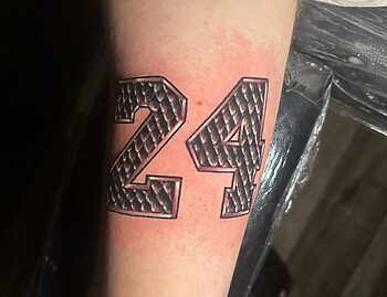 "24" Kobe Bryant Lettering Memorial Tattoo By Lyric TheArtist. Kobe Bryant is an icon. He was a famed leader, legend, and father. Since his tragic loss many people from diverse backgrounds have immortalized this great on their skin. Is there an honor more personal than that? Iron Palm is Atlanta Georgia's only late night tattoo shop. We're open until 2AM and accept walk ins daily. Stop by for a free consultation.