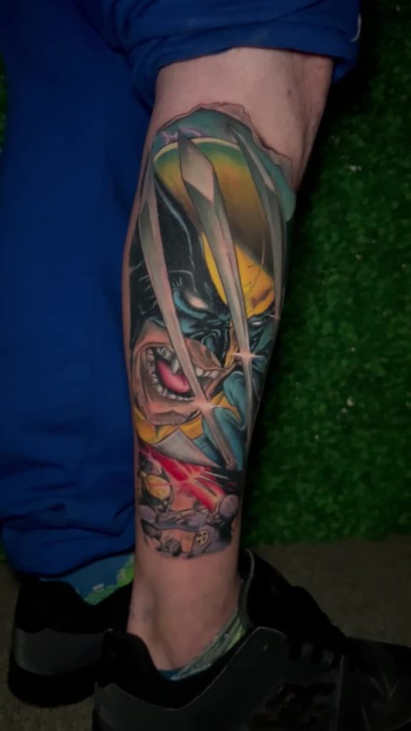 Wolverine X-Men Anime Tattoo By DB Wyte. DB Wyte is a tattoo artist at Iron Palm Tattoos. James Howlett, AKA Logan, AKA Wolverine is a would famous fixational character in the X-Men comic universe by Marvel. The member of the X-Men symbolizes strength, rejuvenation, and fearlessness to many. Irregardless we love it because Anime tattoos always look cool.