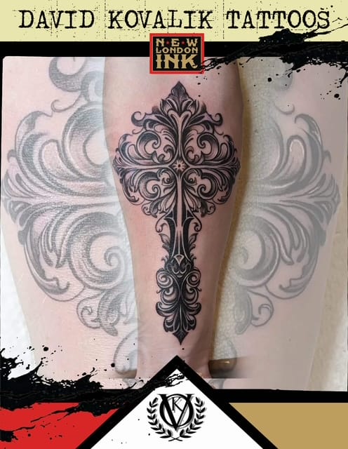 Ornamental Filigree Cross Tattoo By David