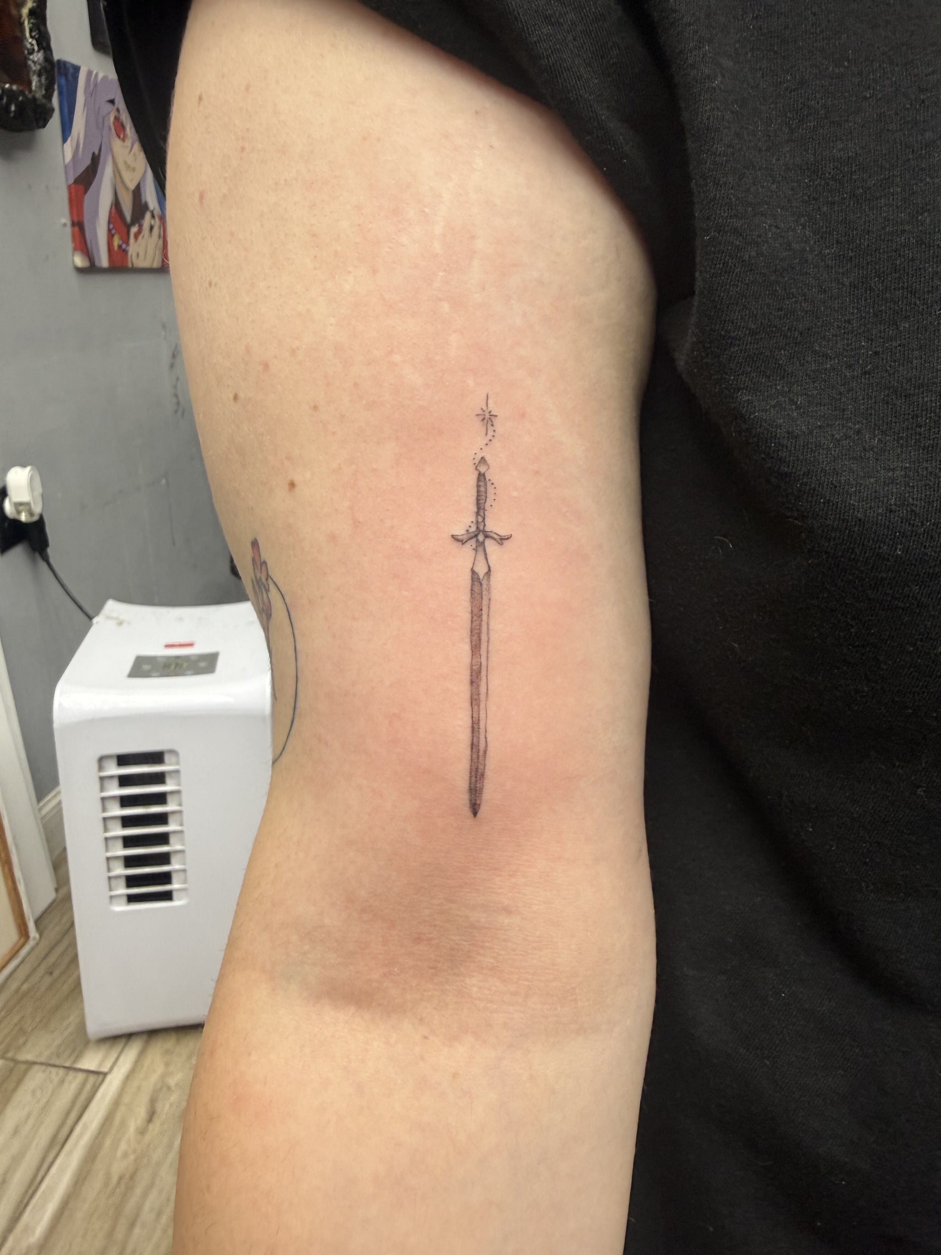 Fine Line Sword Arm Tattoo by Tupicalo